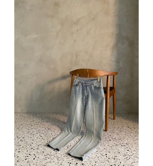 LAGUNAMOON「ウエストアシンメトリーデニムパンツ」|デニム|
