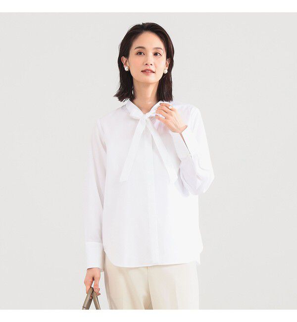 Demi-Luxe BEAMS 「コットン リボンタイ シャツ」|シャツ・ブラウス|WHITE