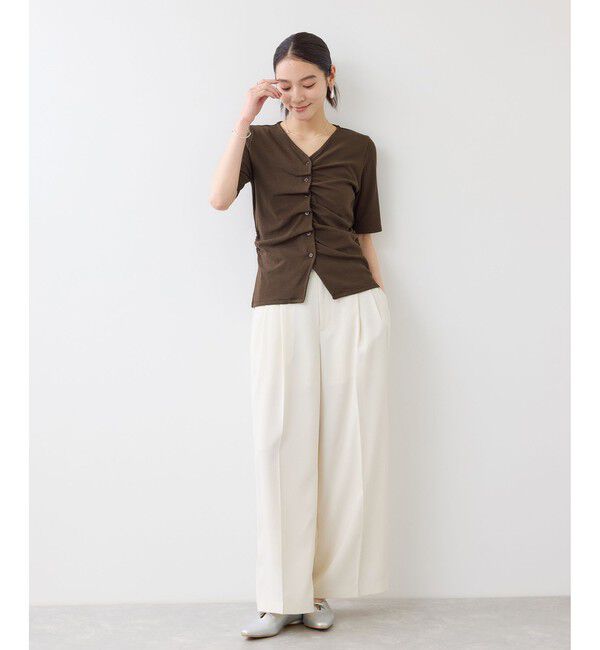 VIS「【WEB限定】フロントシャーリングトップス」|Tシャツ・カットソー|