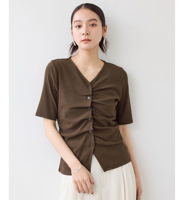 VIS「【WEB限定】フロントシャーリングトップス」|Tシャツ・カットソー|