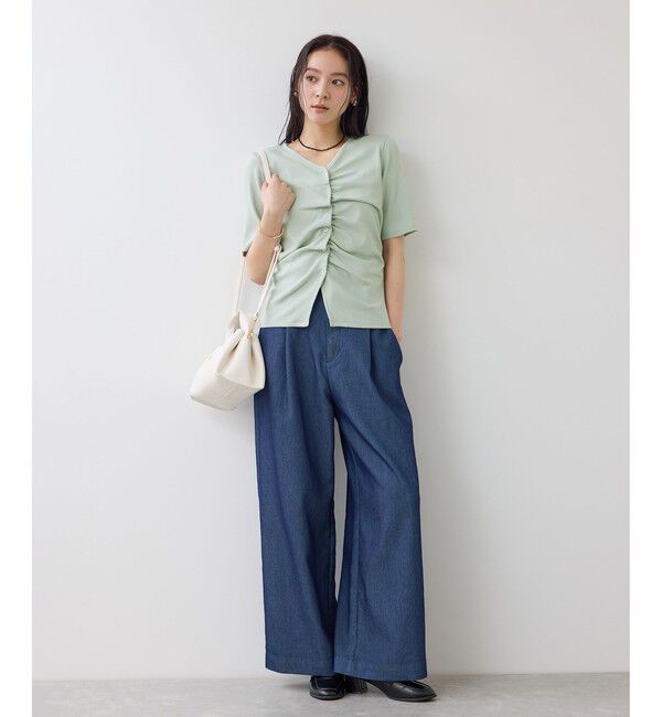 VIS「【WEB限定】フロントシャーリングトップス」|Tシャツ・カットソー|