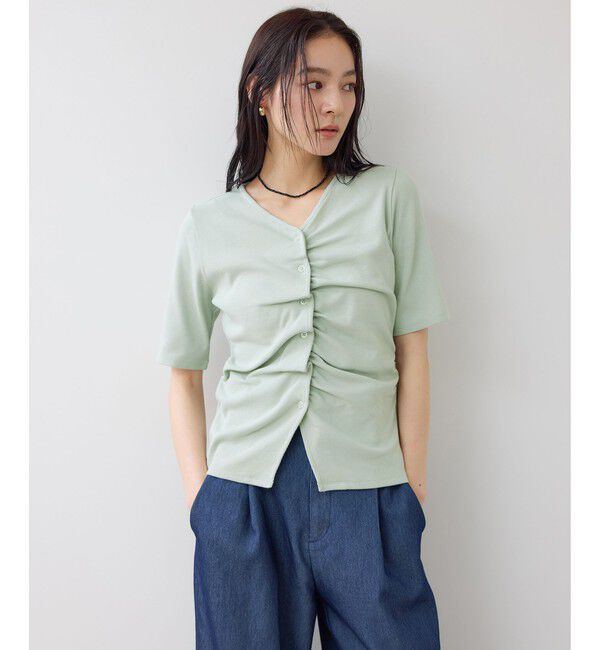 VIS「【WEB限定】フロントシャーリングトップス」|Tシャツ・カットソー|