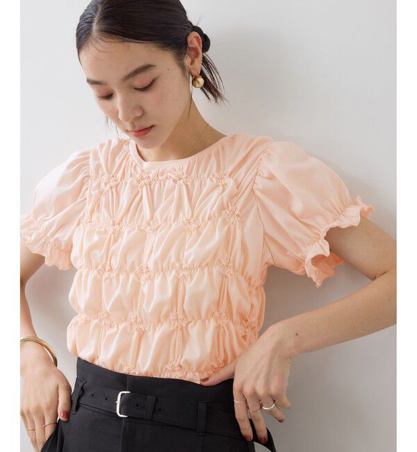 VIS「ドット＆無地アソート シャーリングデザインカットソー」|Tシャツ・カットソー|ピンク(63)