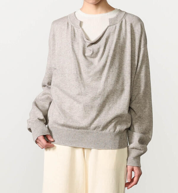 UNFIL「UNFIL | フロントドレープ ニットプルオーバー WOMEN」|ニット・セーター|BEIGE