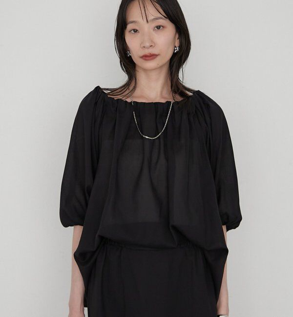  「《セットアップ可》【JAPAN MADE】カラミメッシュオフショルプルオーバー」|シャツ・ブラウス|ブラック