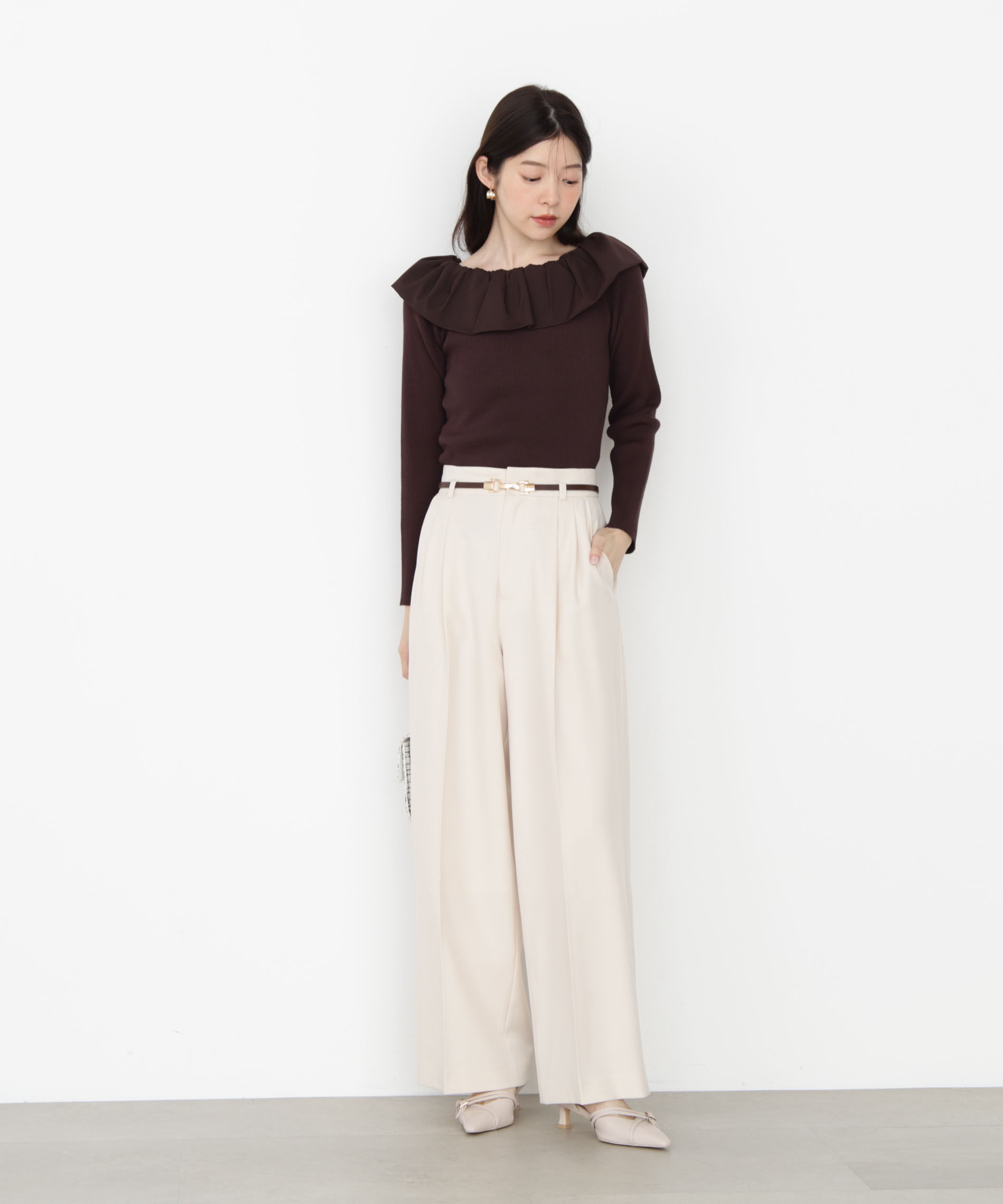 PROPORTION BODY DRESSING「フリルオフショル2wayニット 25AW」|ニット・セーター|