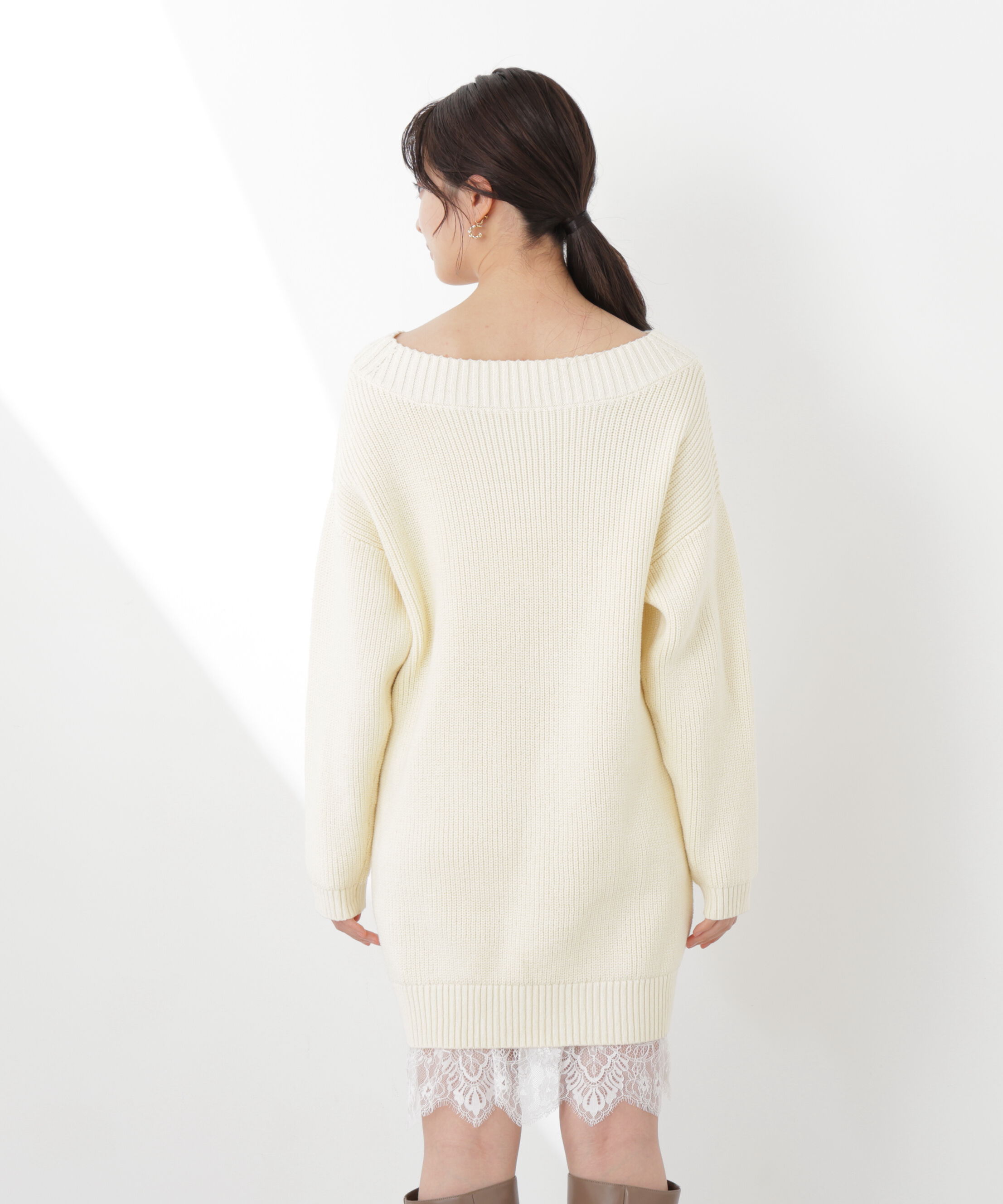 PROPORTION BODY DRESSING「《EDIT COLOGNE》スプリングレースレイヤード風ニットワンピース　26SS」|ワンピース|