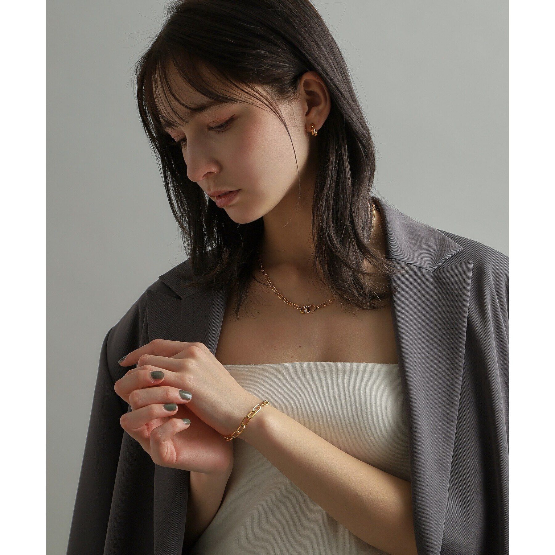 COCOSHNIK ONKITSCH「シルバー スモールフープ クロワッサンピアス GP」|ピアス|