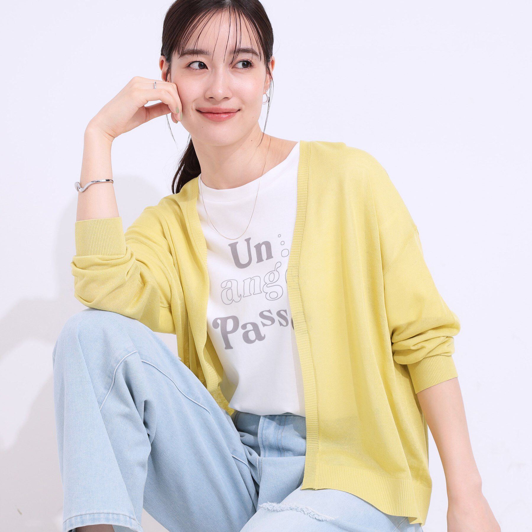 SHOO･LA･RUE「【洗える/S-LL】ナチュラル感が上品 サッと羽織れるカーディガン」|カーディガン|イエロー(031)