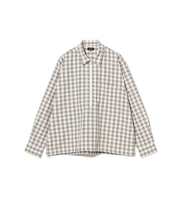 BEAMS「チェック ハーフジップ プルオーバーシャツ【ワイドフィット】」|シャツ・ブラウス|
