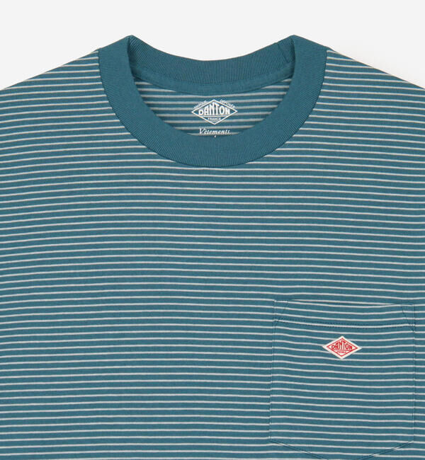 DANTON「DANTON | マルチボーダー ポケットクルーネックTシャツ MEN」|Tシャツ・カットソー|