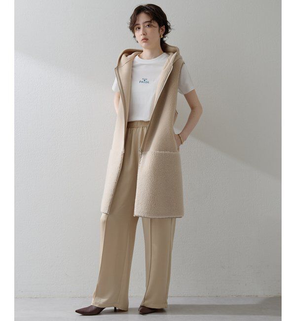 THE PAUSE「【THE PAUSE】ボアフードロングジレ＜WEB限定カラーあり＞」|ベスト・ジレ|