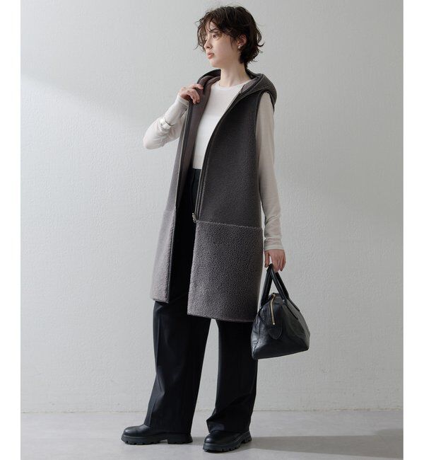 THE PAUSE「【THE PAUSE】ボアフードロングジレ＜WEB限定カラーあり＞」|ベスト・ジレ|