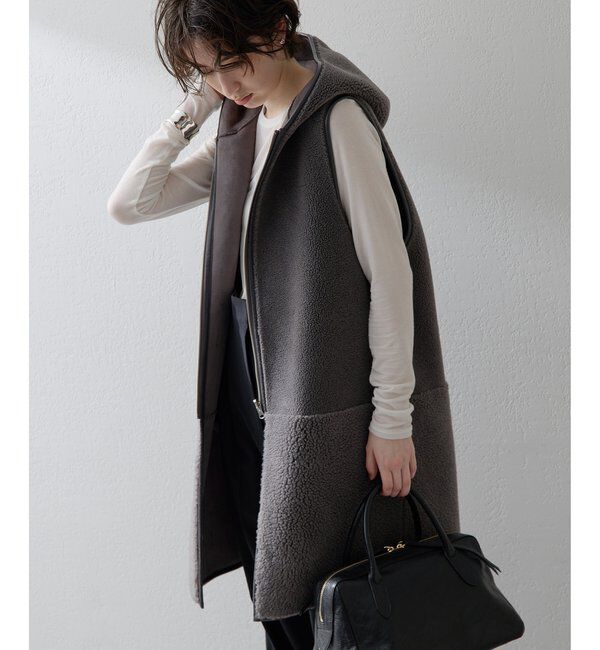 THE PAUSE「【THE PAUSE】ボアフードロングジレ＜WEB限定カラーあり＞」|ベスト・ジレ|