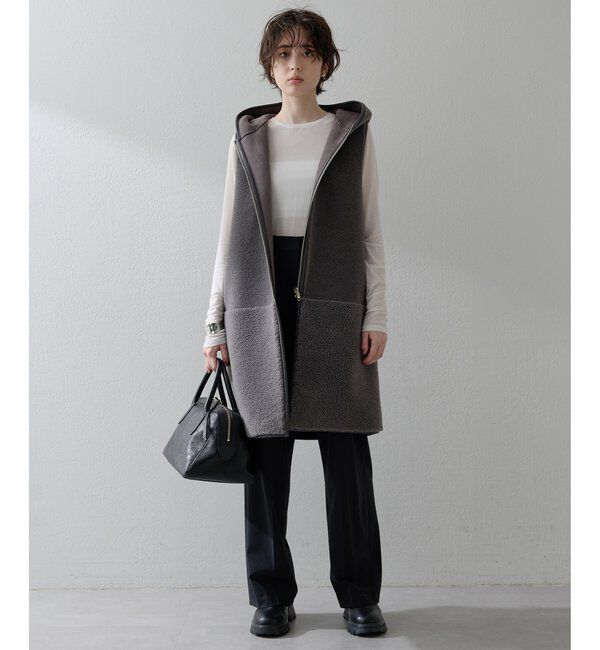 THE PAUSE「【THE PAUSE】ボアフードロングジレ＜WEB限定カラーあり＞」|ベスト・ジレ|