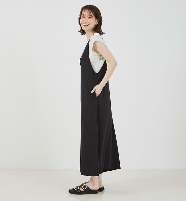 abahouse mavie「【大人のいちまんワンピ】クールタッチサテンキャミジャンスカ」|ジャンパースカート|