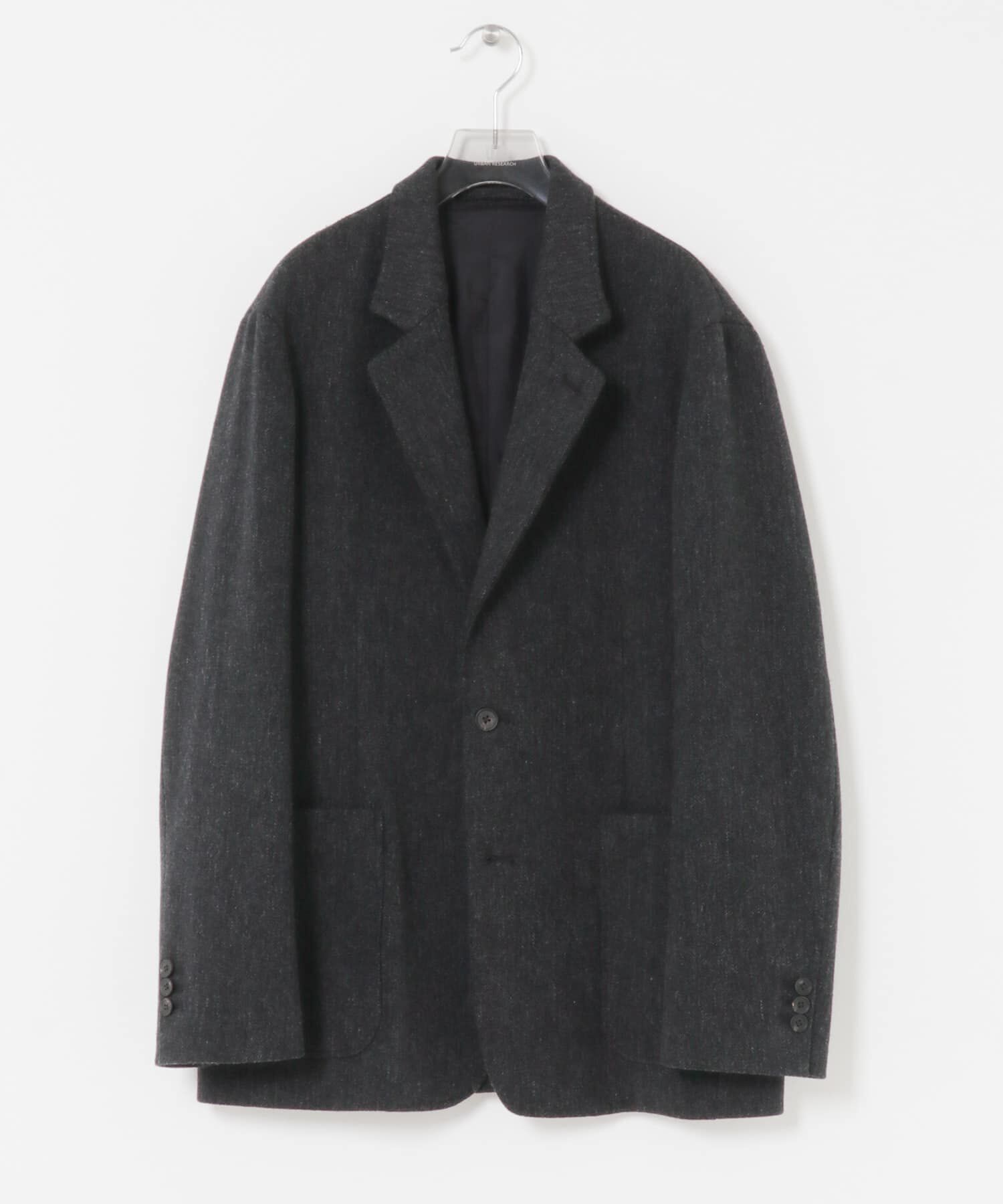 URBAN RESEARCH「new basic　VINTAGE WOOL TWEED JACKET」|ノーカラーコート|
