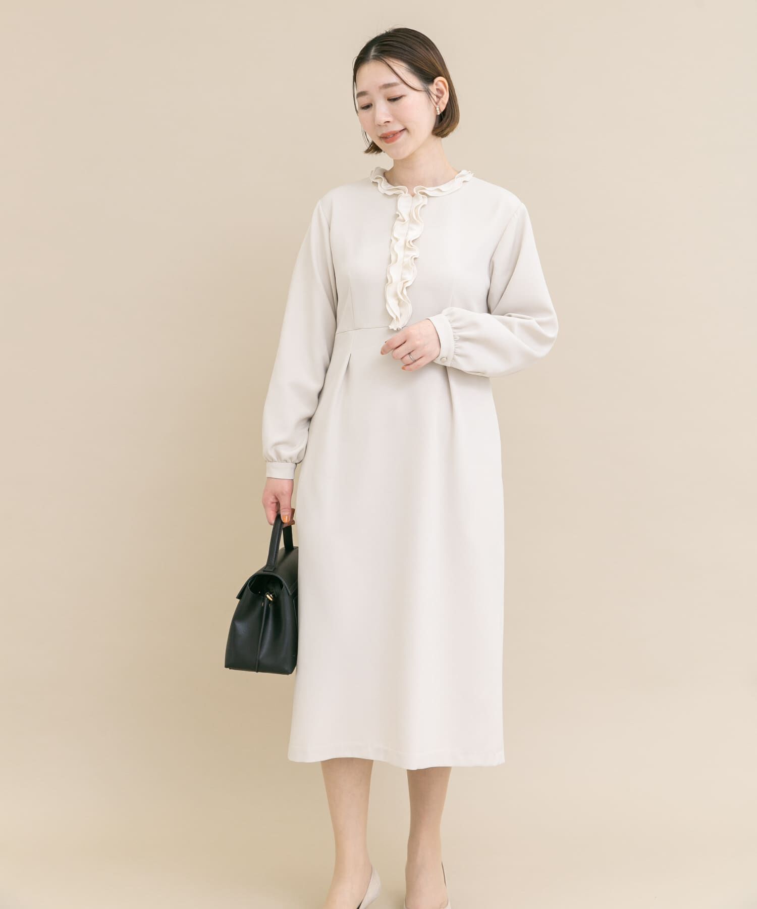 URBAN RESEARCH ROSSO「『WEB/一部店舗限定』フリルカラーウエストマークワンピース」|ワンピース|