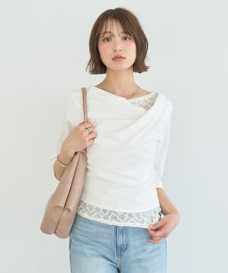 earth music&ecology「レースレイヤードドレーププルオーバー」|Tシャツ・カットソー|