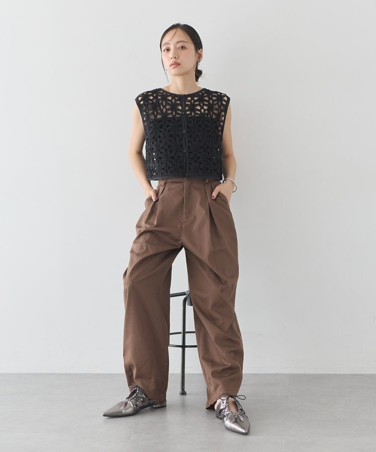 earth music&ecology「レースアップギャザーポインテッドミュール」|その他|
