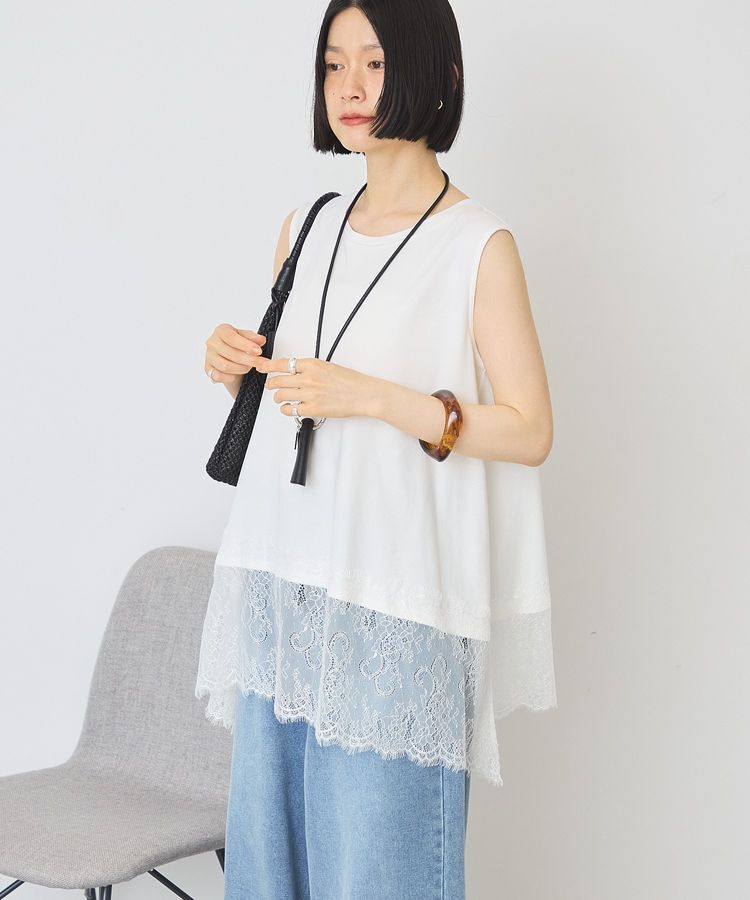 AMERICAN HOLIC「【接触冷感】裾レースノースリーブプルオーバー」|Tシャツ・カットソー|