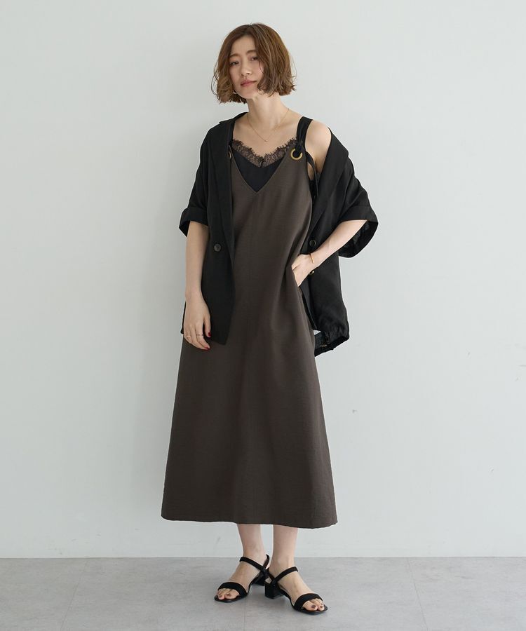 YECCA VECCA「ベルトストラップサロペット」|オールインワン|Charcoal Gray