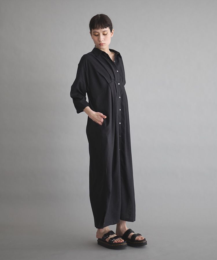 GARAGE OF GOOD CLOTHING「リネンタックロングワンピ-ス」|ワンピース|Black
