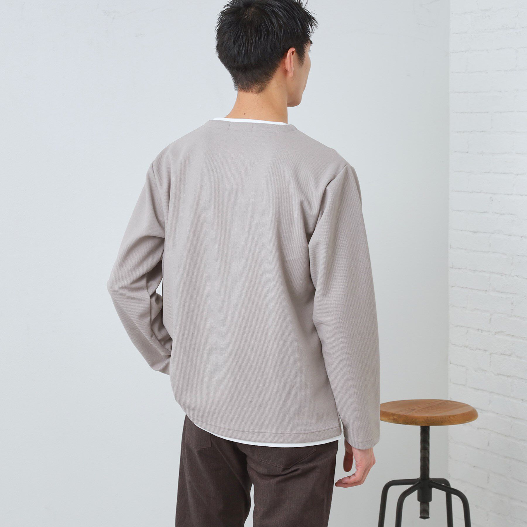 THE SHOP TK「【1枚で手抜きに見えない】キーネック フェイクレイヤード長袖Tシャツ」|Tシャツ・カットソー|