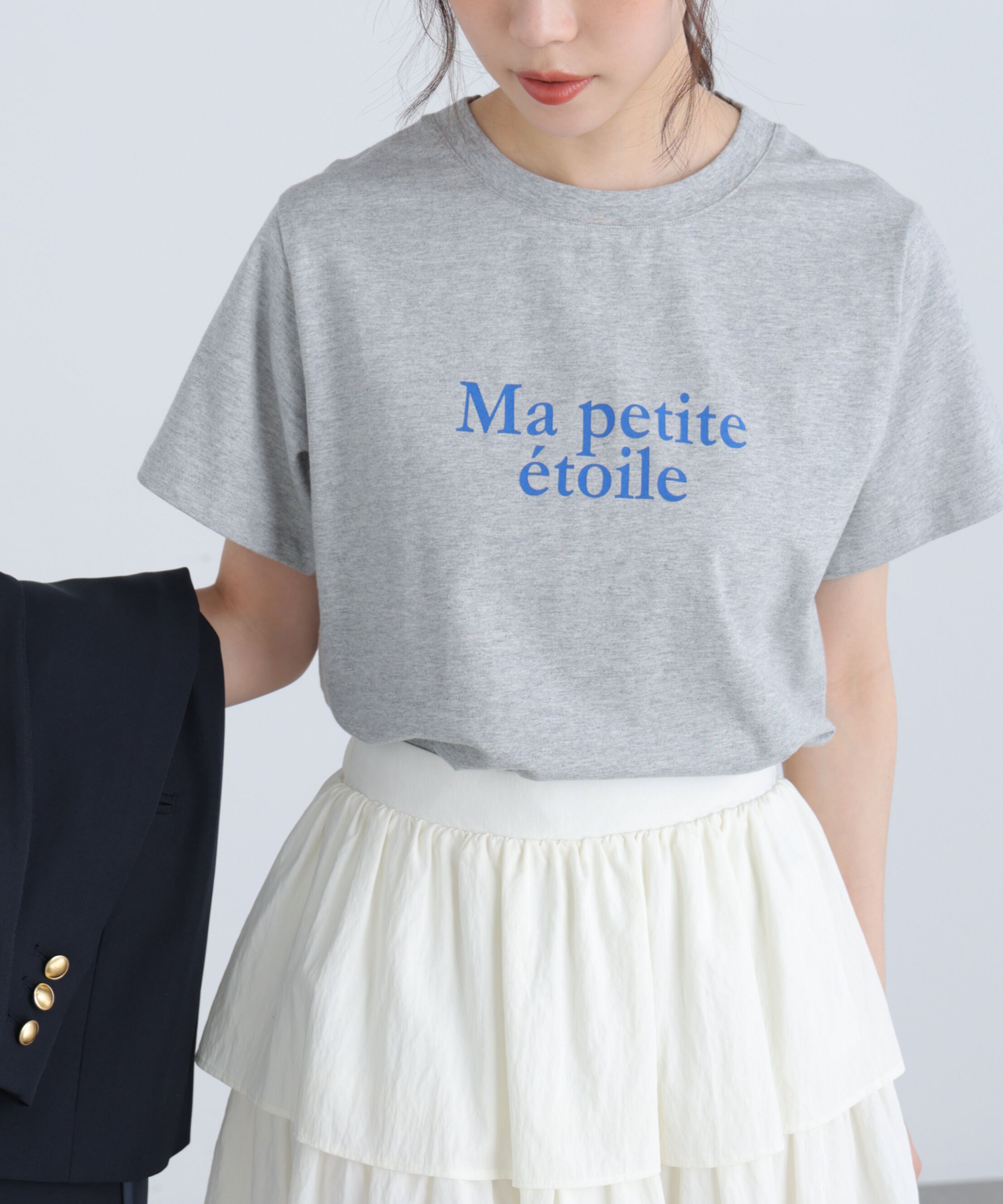 「フレンチロゴプリントTシャツ」|Tシャツ・カットソー|杢グレー1