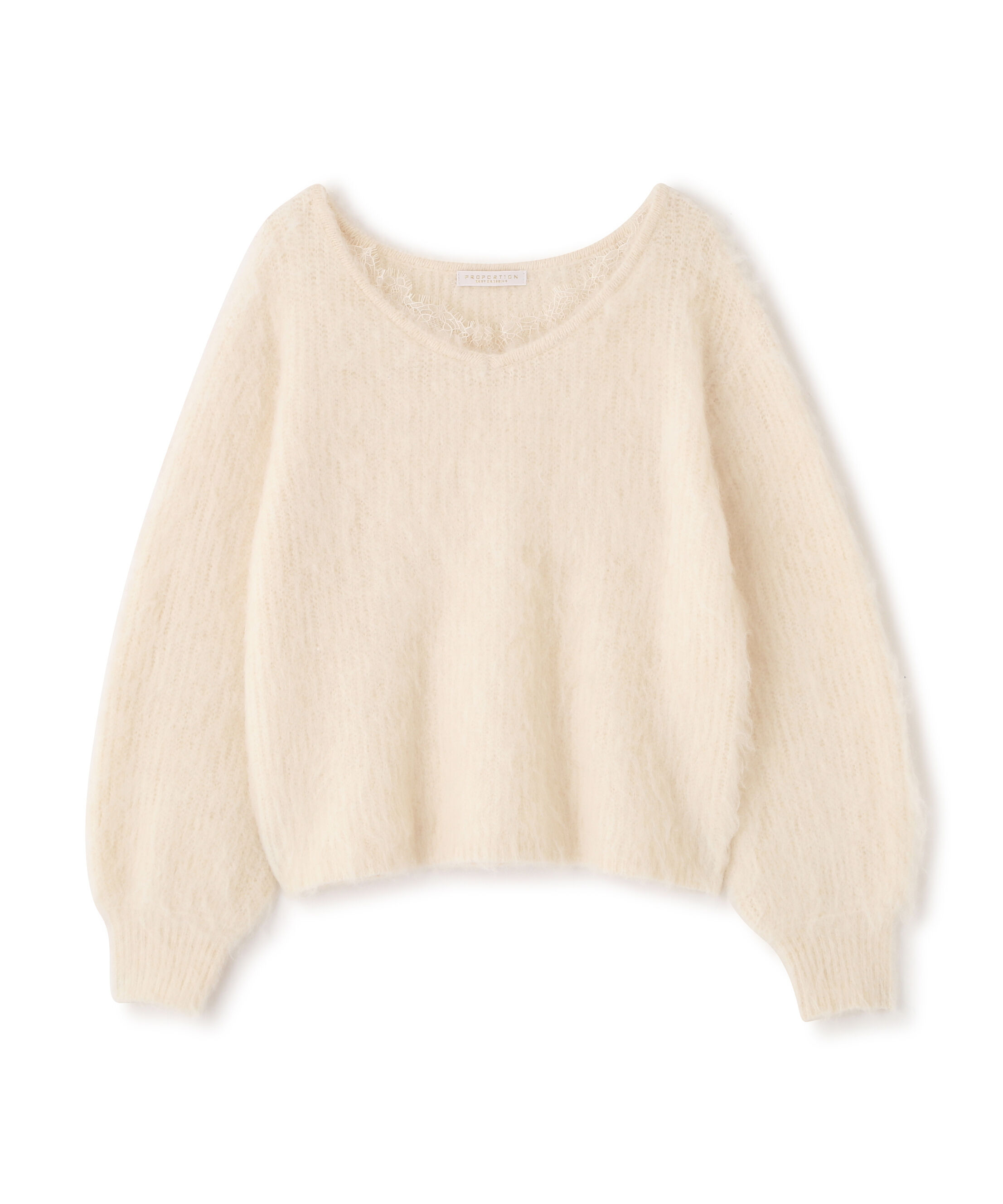 PROPORTION BODY DRESSING「襟元レースニットトップ 25AW」|ニット・セーター|