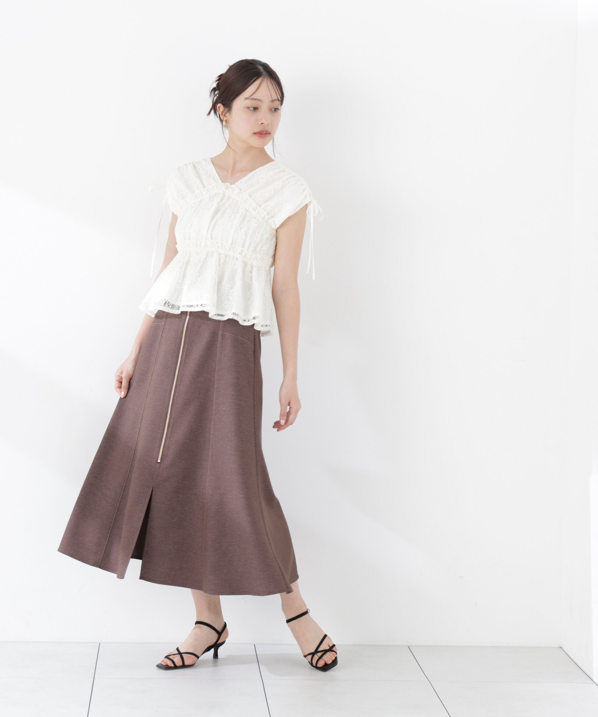 PROPORTION BODY DRESSING「＜中川紅葉さん着用＞フロントジップマーメードスカート」|スカート|ブラウン