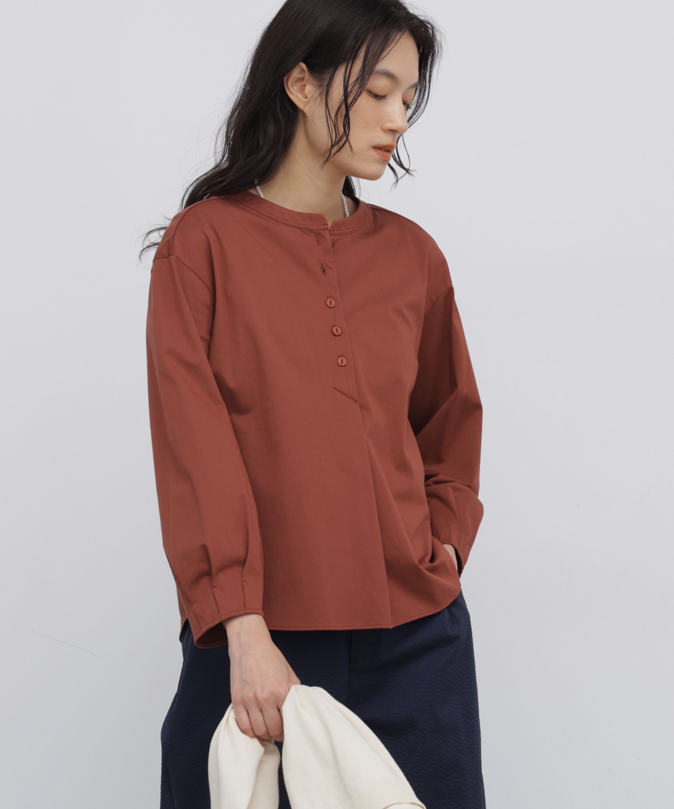  「◆トリコットカットソー釦ブラウス」|Tシャツ・カットソー|