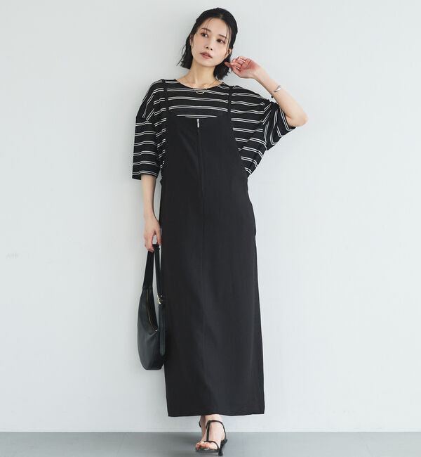 Doux archives「フロントＺＩＰジャンスカ」|ジャンパースカート|BLACK