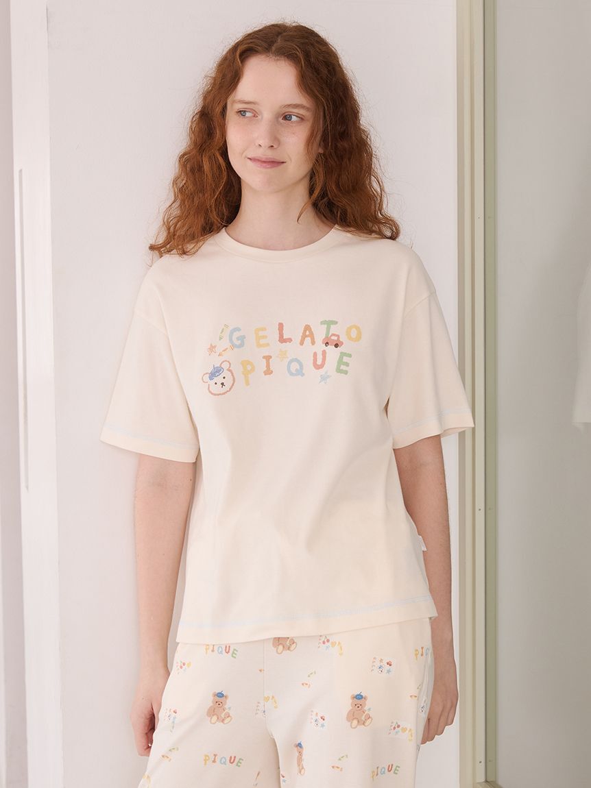 gelato pique「ドローイングベアワンポイントTシャツ」|ルームウェア|