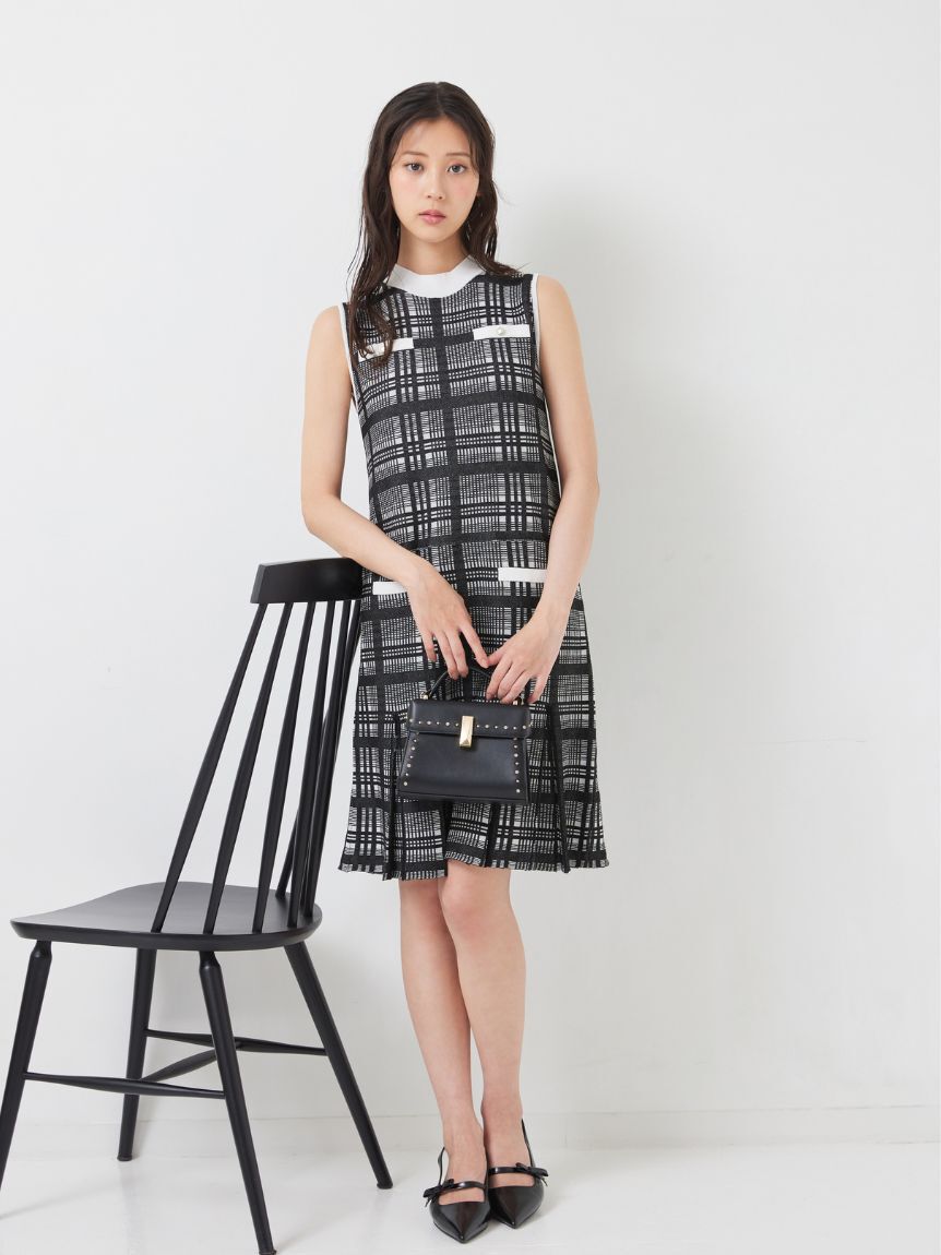 CELFORD「【洗える】【WEB限定カラー】チェックジャカードミニニットワンピースセット」|ワンピース|