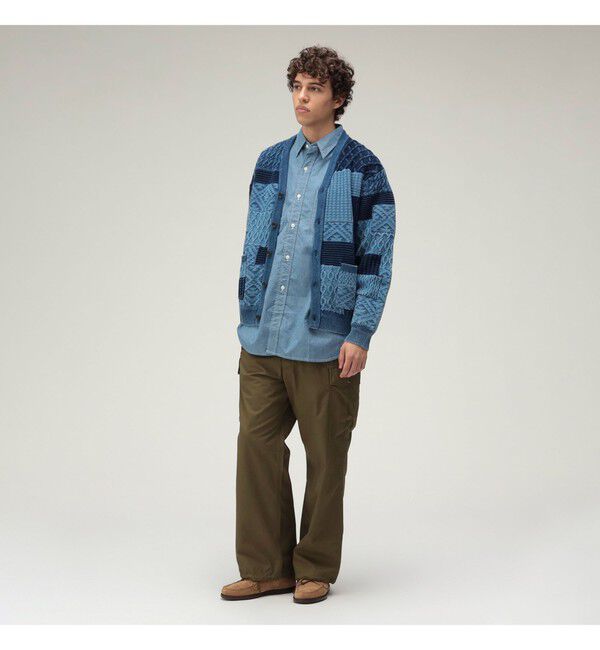 BEAMS PLUS「インディゴ パッチワーク カーディガン」|ニット・セーター|