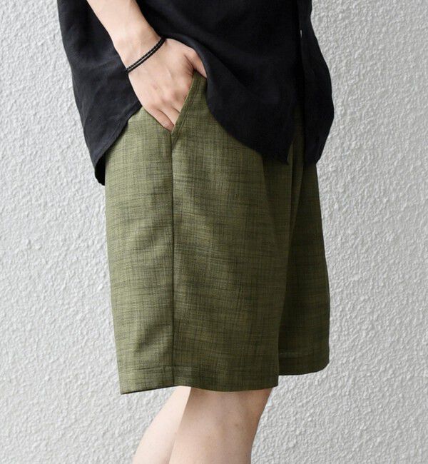 SHIPS any「SHIPS any:〈UVカット〉FUTURE LINEN CANVAS リネンライク イージー ショーツ◇」|その他|オリーブ