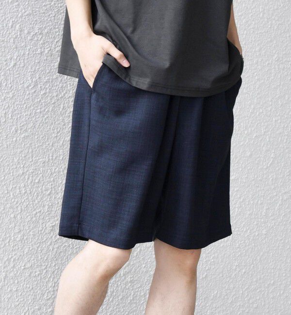 SHIPS any「SHIPS any:〈UVカット〉FUTURE LINEN CANVAS リネンライク イージー ショーツ◇」|その他|ネイビー