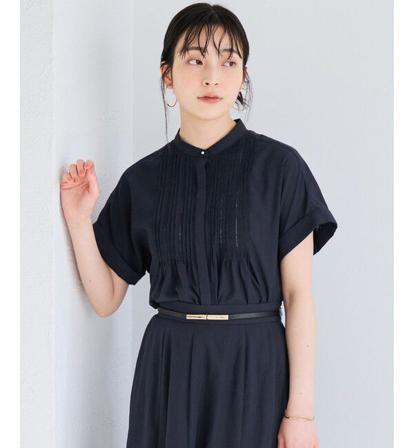 VIS「【夏トク価格】気流染めピコピンタック半袖ブラウス/接触冷感」|シャツ・ブラウス|