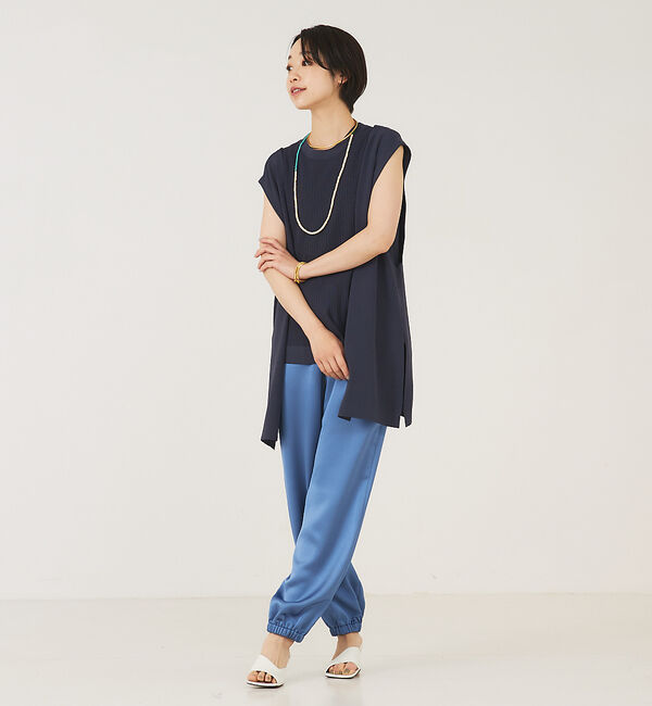 qualite「《セットアップ対応》レーヨンストレッチ2WAYニットジレ」|ベスト・ジレ|