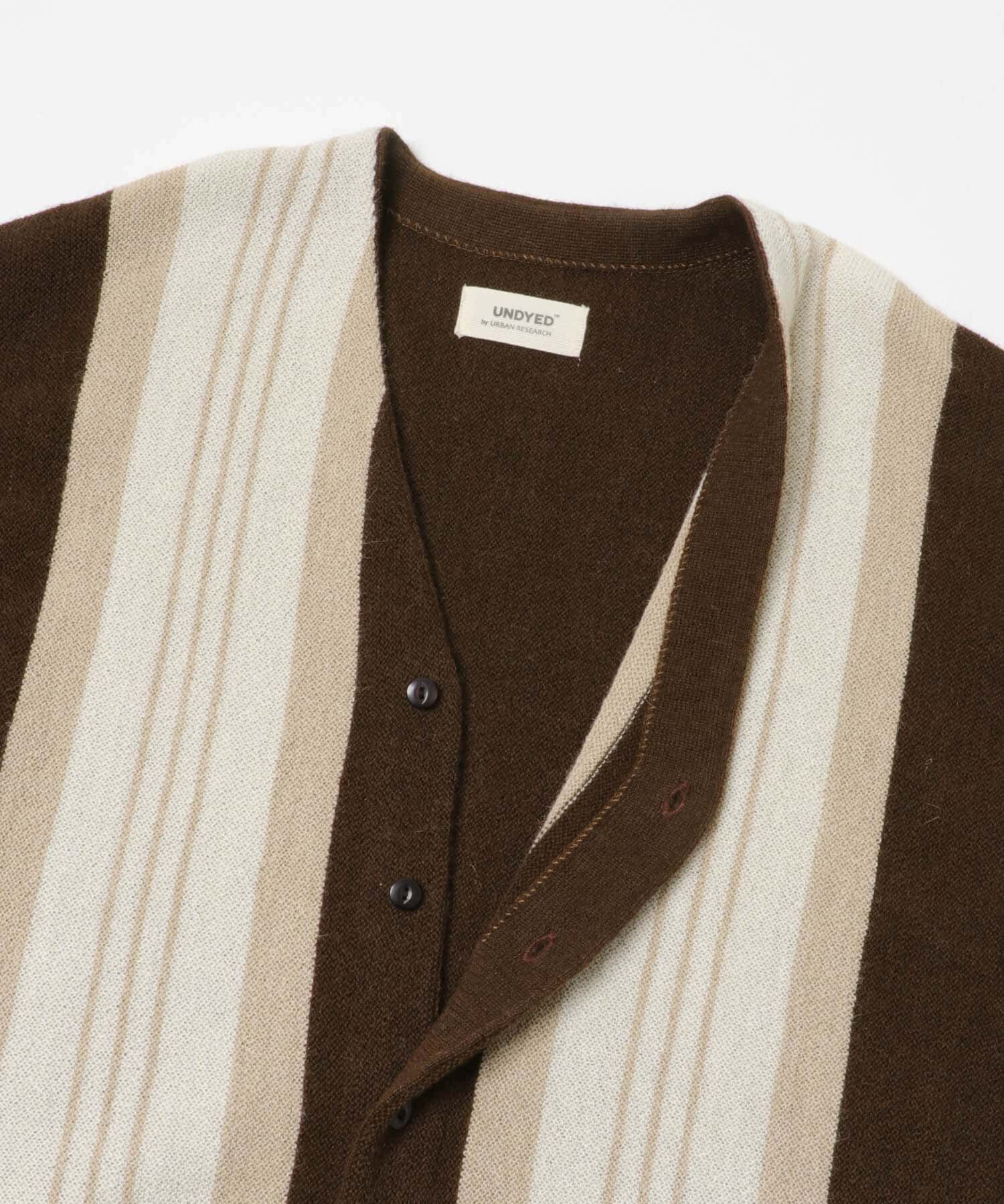 URBAN RESEARCH「UNDYED ALPACA STRIPE CARDIGAN」|カーディガン|