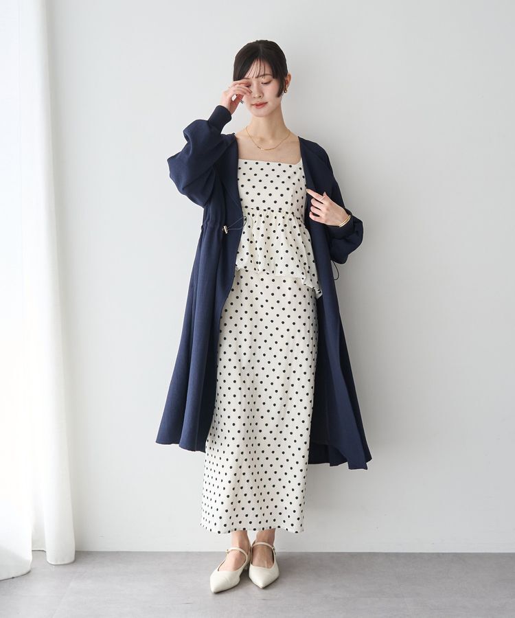 YECCA VECCA「ノーカラーラペルロングコート」|ノーカラーコート|