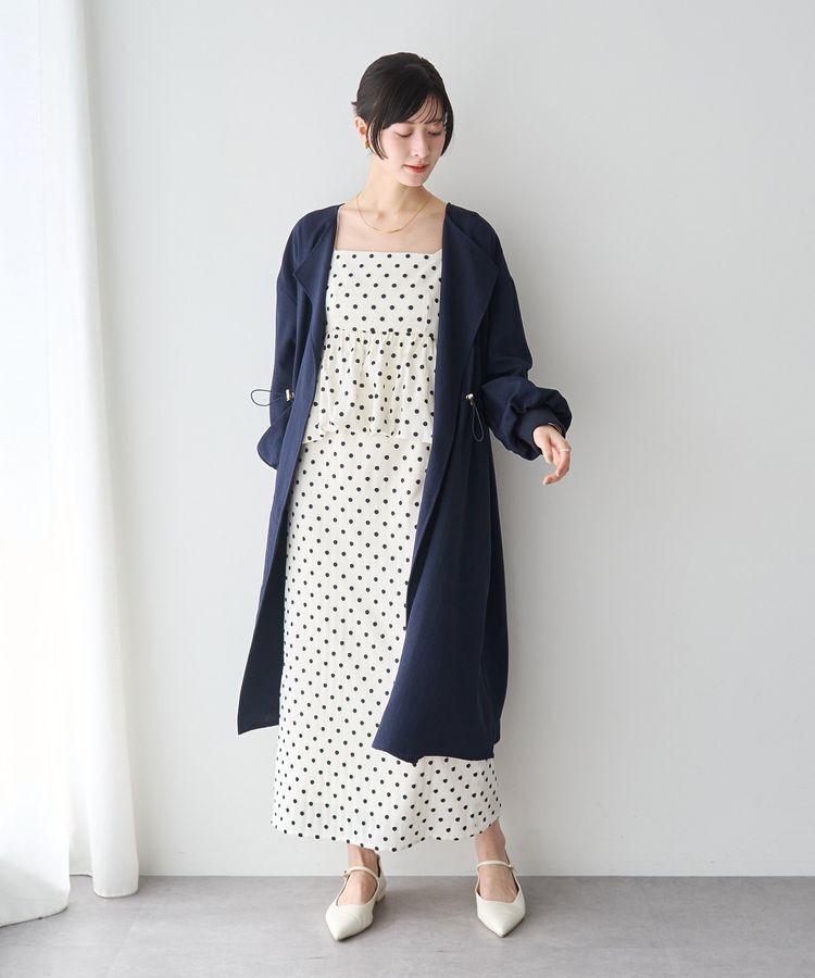 YECCA VECCA「ノーカラーラペルロングコート」|ノーカラーコート|