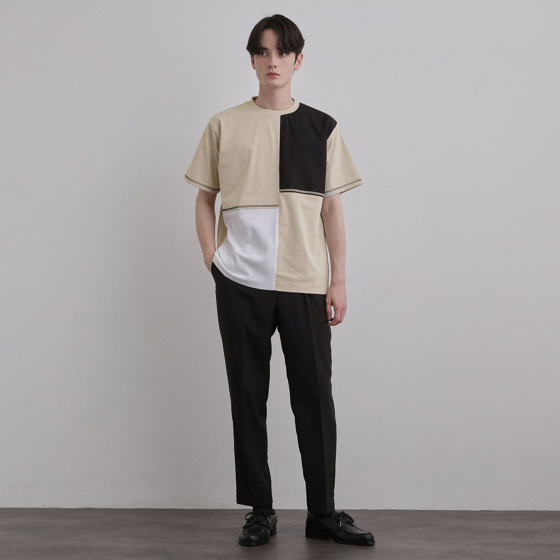 tk.TAKEO KIKUCHI「異素材ブロック切替Tシャツ」|Tシャツ・カットソー|