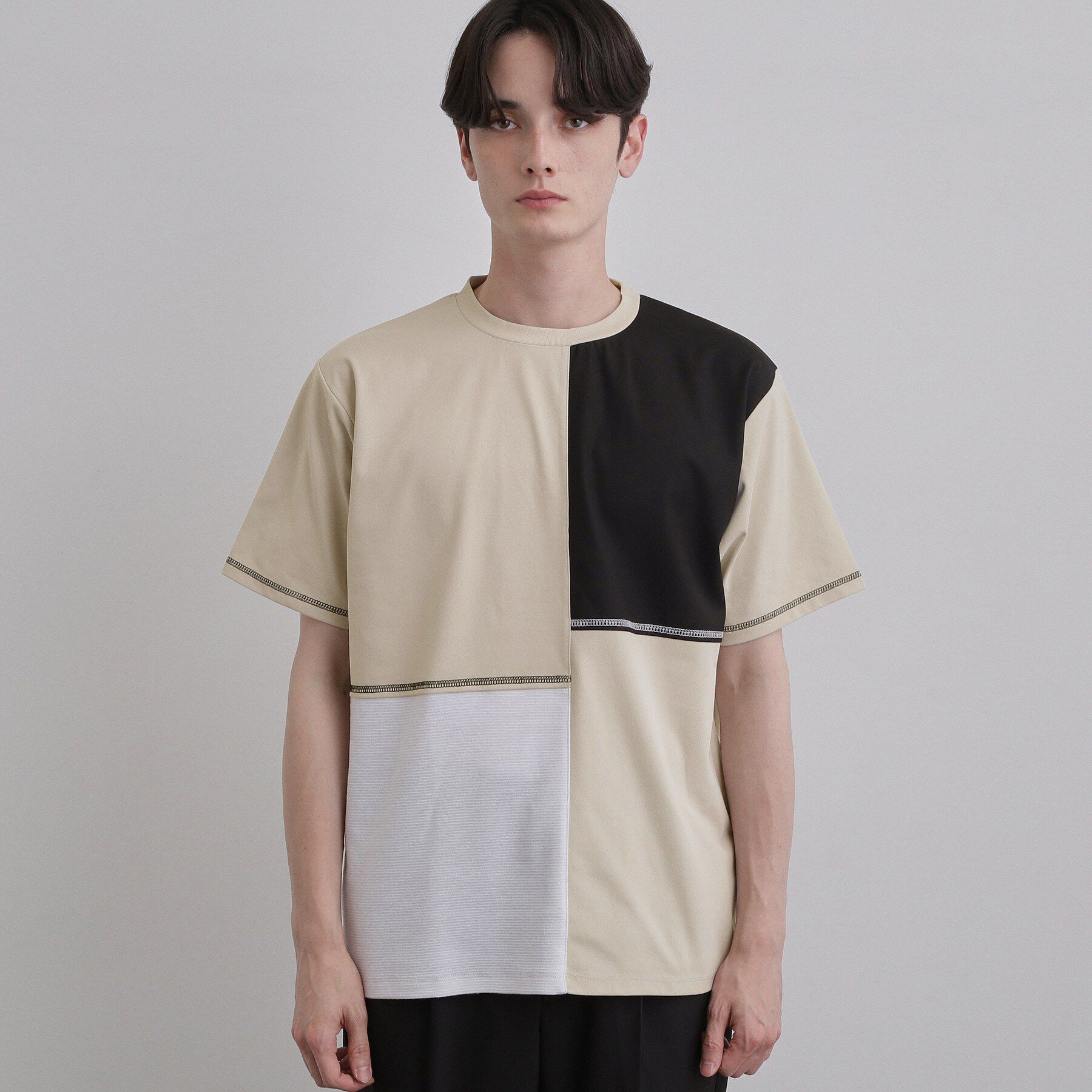 tk.TAKEO KIKUCHI「異素材ブロック切替Tシャツ」|Tシャツ・カットソー|