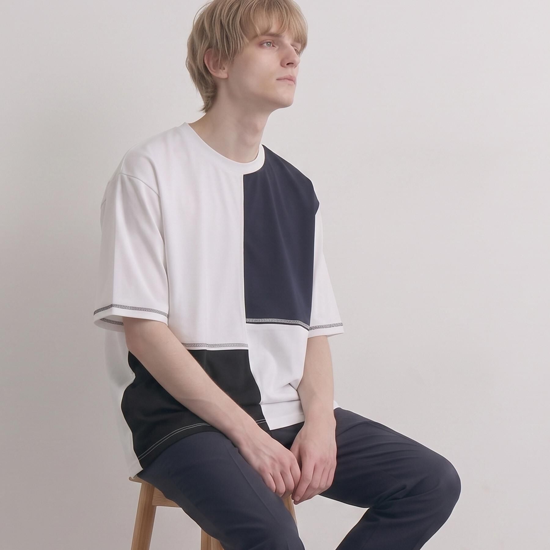 tk.TAKEO KIKUCHI「異素材ブロック切替Tシャツ」|Tシャツ・カットソー|