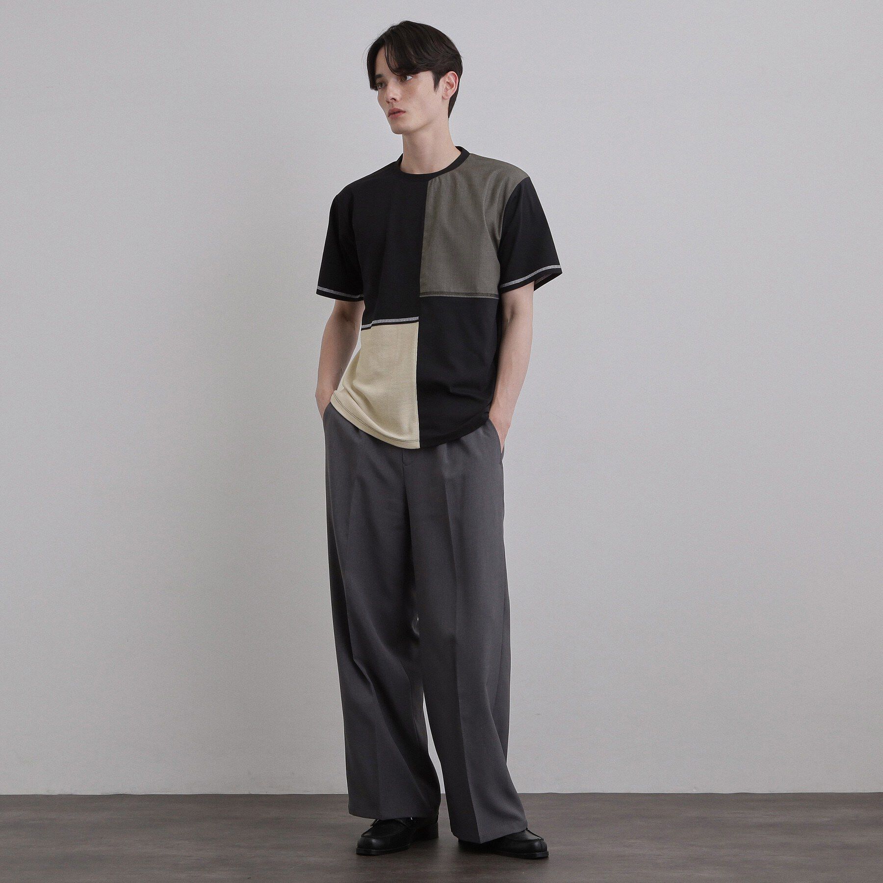 tk.TAKEO KIKUCHI「異素材ブロック切替Tシャツ」|Tシャツ・カットソー|