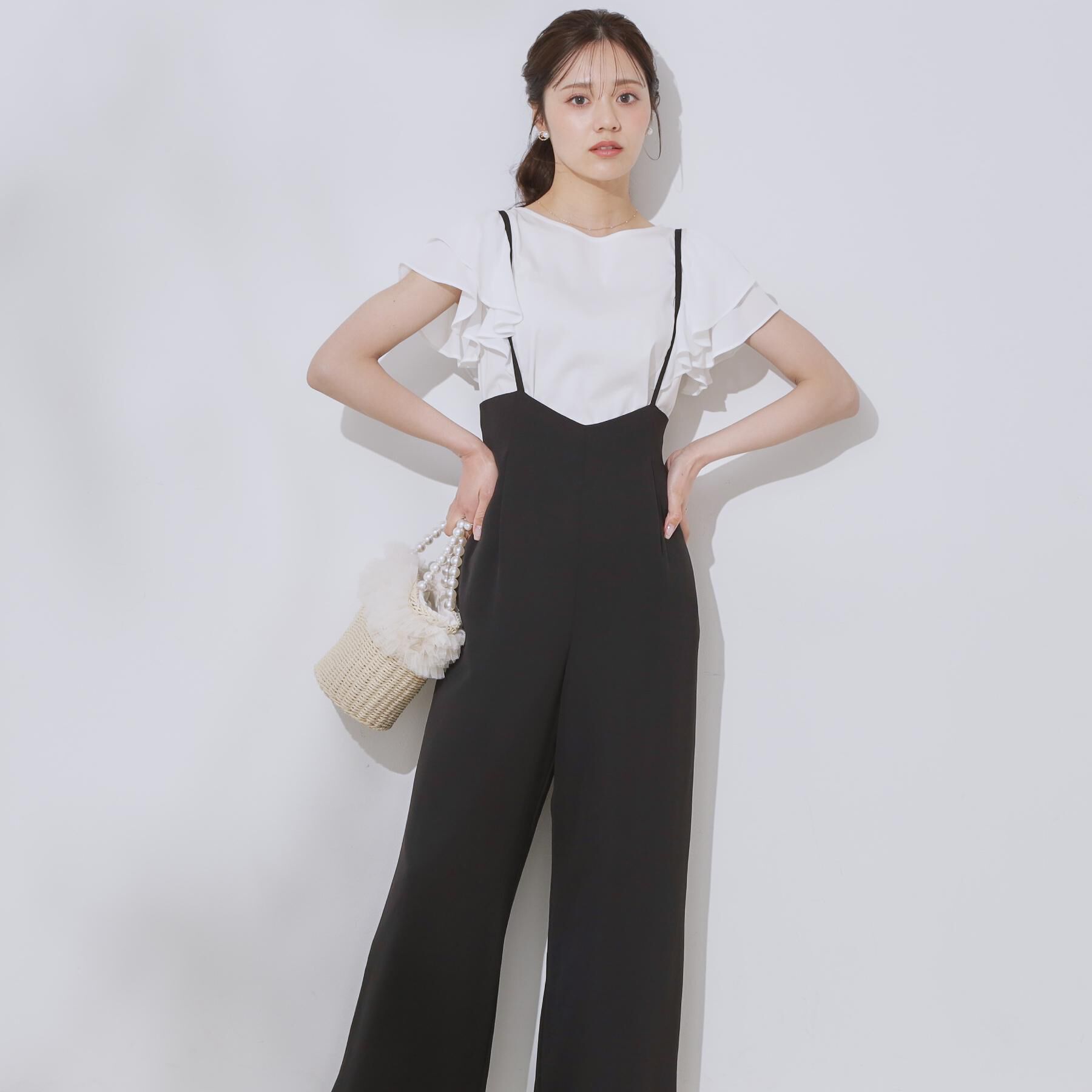 Couture broach「【マシンウォッシャブル・きれいめ】キャミロンパース」|その他|ブラック(019)