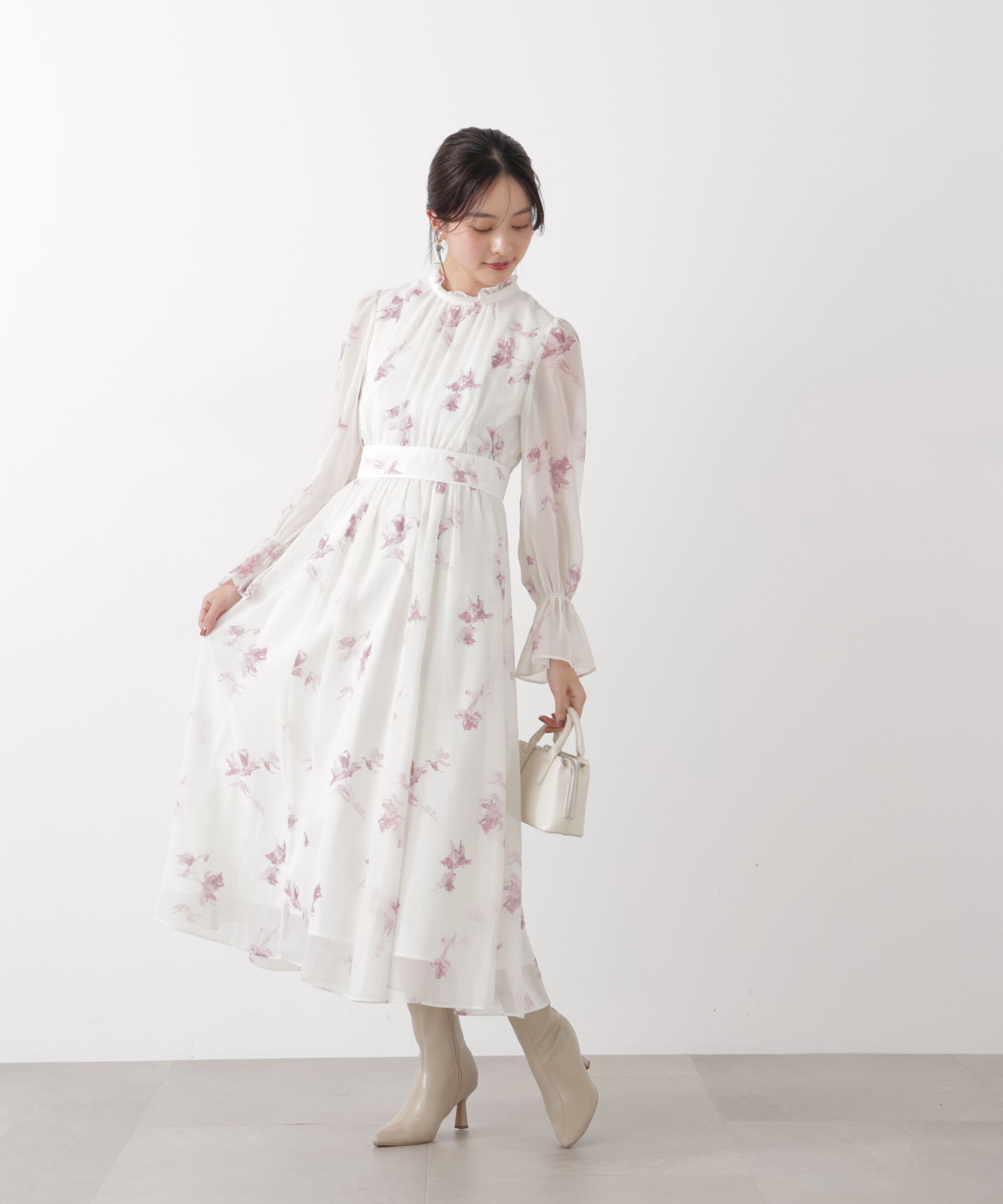 PROPORTION BODY DRESSING「花柄プリントギャザーワンピース」|ワンピース|