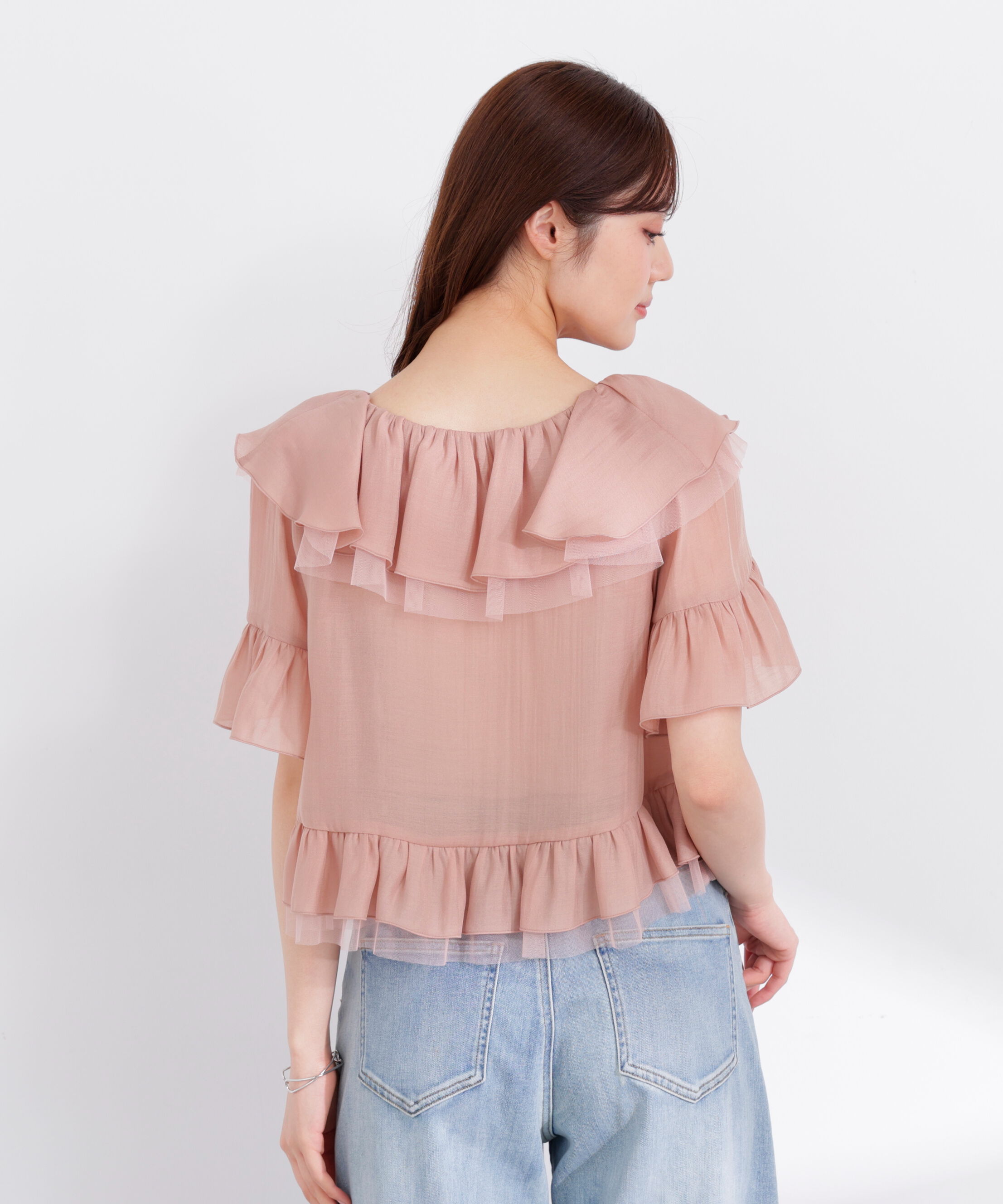 PROPORTION BODY DRESSING「チュール付きラッフルブラウス 26SS」|シャツ・ブラウス|